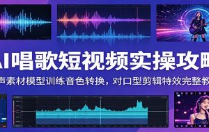 AI唱歌短视频实操攻略：人声素材模型训练音色转换，对口型剪辑特效完整教学