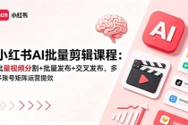 小红书AI批量剪辑课程：批量视频分割+批量发布+交叉发布，多账号矩阵运营提效