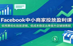 Facebook中小商家投放盈利课：低预算优化投放逻辑，低成本稳定出单提升店铺销售额