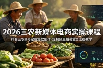 2026三农新媒体电商实操课程:抖音三农账号定位爆款创作,短视频直播带货全流程教学