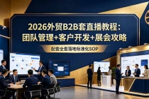 2026外贸B2B套直播教程:团队管理+客户开发+展会攻略,配套全套落地标准化SOP