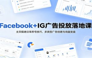 Facebook+IG广告投放落地课：主页搭建日常养号技巧，多类型广告创建与询盘复盘