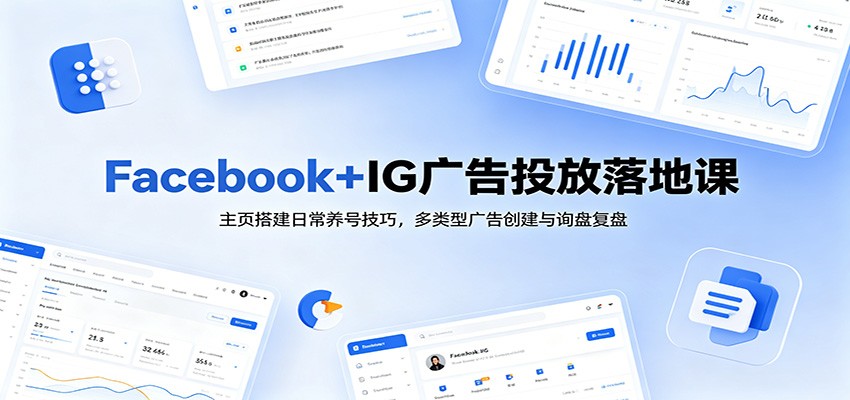 Facebook+IG广告投放落地课:主页搭建日常养号技巧,多类型广告创建与询盘复盘 Facebook+IG广告投放落地课:主页搭建日常养号技巧,多类型广告创建与询盘复盘
