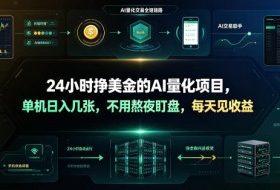 24小时挣美金的AI量化项目，单机日入几十美刀，不用熬夜盯盘，每天见收益【揭秘】
