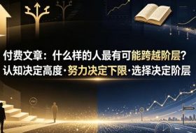 付费文章:什么样的人最有可能跨越阶层?认知决定高度·努力决定下限·选择决定阶层