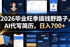 2026毕业旺季搞钱野路子，AI代写简历，日入700+【揭秘】