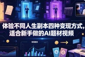 体验不同人生副本四种变现方式，适合新手做的AI题材视频