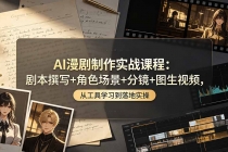 AI漫剧制作实战课程：剧本撰写+角色场景+分镜+图生视频，从工具学习到落地实操