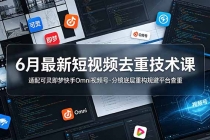 6月最新短视频去重技术课,适配可灵即梦快手Omni视频号,分镜底层重构规避平台查重
