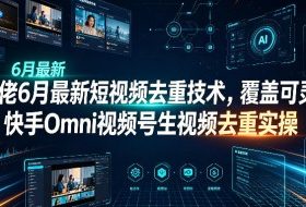 某大佬6月最新短视频去重技术,覆盖可灵即梦快手Omni视频号生视频去重实操