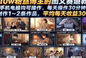 抖音10w粉丝博主的图文赛道教学,手机电脑均可操作,每天操作30分钟,制作1~2条作品,平均每天收益300