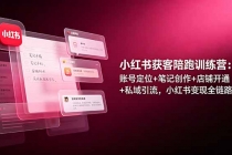 小红书获客陪跑训练营：账号定位+笔记创作+店铺开通+私域引流，小红书变现全链路