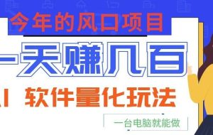 今年的风口项目，AI 软件量化玩法，让你一天赚几百，一台电脑就能做！