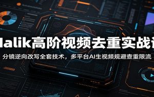 Malik高阶视频去重实战课：分镜逆向改写全套技术，多平台AI生视频规避查重限流