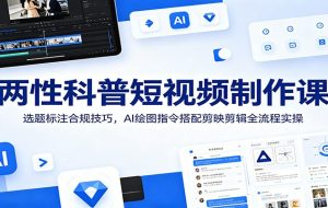 两性科普短视频制作课：选题标注合规技巧，AI绘图指令搭配剪映剪辑全流程实操
