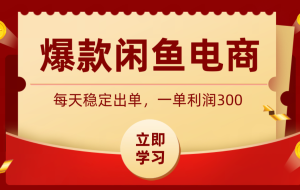 爆款闲鱼电商，卖法简单粗暴，长期稳定可做，一单利润300