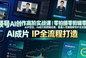 视频号AI创作高阶实战课｜零拍摄零剪辑零出镜，从IP定位、AI成片到剪辑运维，普通人专属视频号IP全流程打造