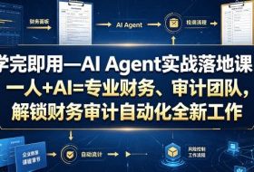 学完即用—AI Agent实战落地课：一人+AI=专业财务、审计团队，解锁财务审计自动化全新工作模式