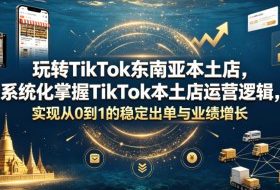 玩转TikTok东南亚本土店，系统化掌握TikTok本土店运营逻辑，实现从0到1的稳定出单与业绩增长