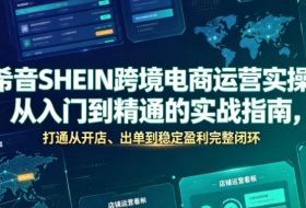 希音SHEIN跨境电商运营实操，从入门到精通的实战指南，打通从开店、出单到稳定盈利完整闭环