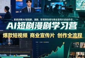 AI短剧漫剧学习营，系统讲解AI短剧、漫剧、影视预告片、爆款短视频与商业宣传片的创作全流程