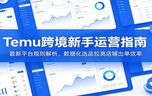 Temu跨境新手运营指南：最新平台规则解析，数据化选品拉高店铺出单效率