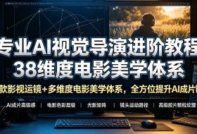 专业AI视觉导演进阶教程，38种爆款影视运镜+多维度电影美学体系，全方位提升AI成片高级感与镜头质感