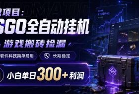 自营项目：CSGO全自动挂G，游戏搬砖捡漏，软件科技简单易用，长期稳定，小白单日300+利润【揭秘】