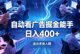 全脚本0基础自动看广告，单日收益400+，别再找高门槛副业，项目简单上手，收益看得见，没有复杂操作，AI全自动，设置一次全天自动跑收益【揭秘】