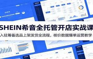 SHEIN希音全托管开店实战课：入驻筹备选品上架发货全流程，核价数据爆单运营教学
