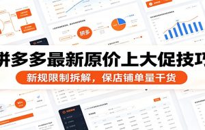 拼多多最新原价上大促技巧：新规限制拆解，保店铺单量干货