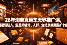 26年淘宝直通车无界推广课，从底层逻辑切入，涵盖关键词、人群、全站及视频推广的策略选择