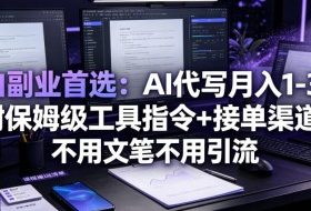 小白副业首选：AI代写月入1-3W，附保姆级工具指令+接单渠道，不用文笔不用引流【揭秘】