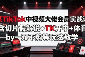 某TikTok中视频大佬会员实战课，含切片假解说+TK开中+体育by一刀不剪等玩法教学