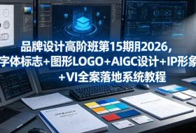 品牌设计高阶班第15期2026,字体标志+图形LOGO+AIGC设计+IP形象+VI全案落地系统教程