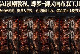 零基础AI漫剧教程，即梦+御灵画布双工具实操，秒级分镜提示词、拟真人建模、全套剪辑工程、稳定过审上剧打法