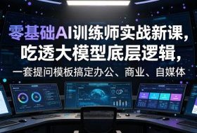 零基础AI训练师实战课,吃透大模型底层逻辑,一套提问模板搞定办公、商业、自媒体、设计、生活全场景AI落地应用