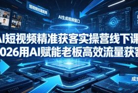 AI短视频精准获客实操营6月10-14号线下课,2026用AI赋能老板高效流量获客