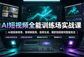 AI短视频全能训练场实战课｜AI视频换背景、首尾帧复用、音频生成、爆款短视频完整复刻全套实操教学
