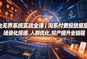 万相台无界系统实战全课｜淘系付费投放底层逻辑、场景化搭建、人群优化、投产提升全链路运营教程