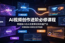 AI视频创作进阶必修课程：零基础小白从创意策划到批量产出，完整跑通AI视频全创作链路