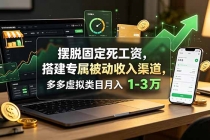 摆脱固定死工资,搭建专属被动收入渠道,多多虚拟类目月入 1-3 万