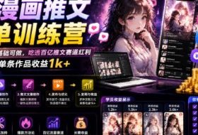 AI漫画推文爆单训练营,一台电脑,零基础可做,吃透百亿推文赛道红利,实现单条作品收益1k+