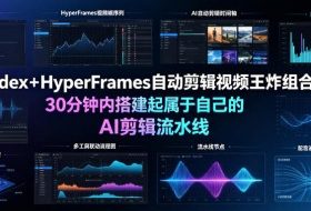 Codex+HyperFrames自动剪辑视频王炸组合!30分钟内搭建起属于自己的AI剪辑流水线(完整版实操教程手册)