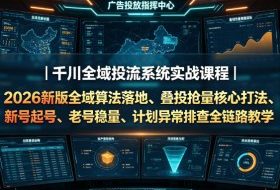千川全域投流系统实战课程|2026新版全域算法落地、叠投抢量核心打法、新号起号、老号稳量、计划异常排查全链路教学