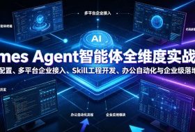 Hermes Agent智能体全维度实战课程|从零部署配置、多平台企业接入、Skill工程开发、办公自动化与企业级落地应用教程