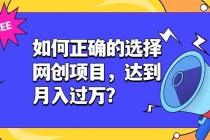 如何正确的选择网创项目，达到月入过万？，本课程教你正确选择项目。