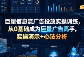 巨量信息流广告投放实操训练，从0基础成为巨量广告高手，实操演示+心法分析