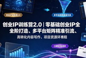 创业IP训练营2.0|零基础创业IP全阶打造、多平台矩阵精准引流、高转化内容写作、项目资源对接与口碑变现闭环课程