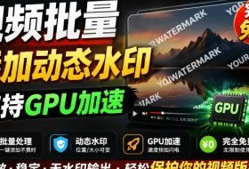 批量视频添加动态水印！Windows纯本地运行，支持GPU加速，完全免费，视频防搬运工具水印工坊，可以批量